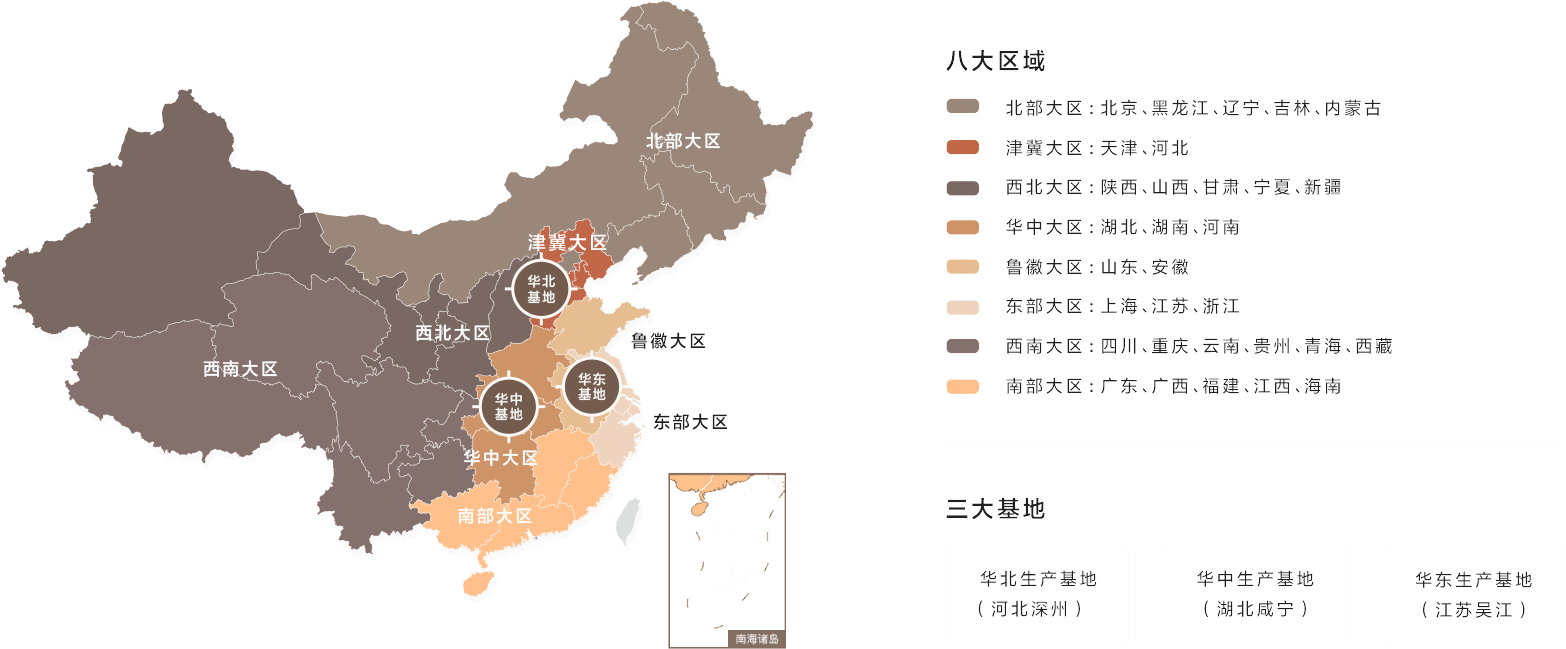 三大基地八大区域服务全国